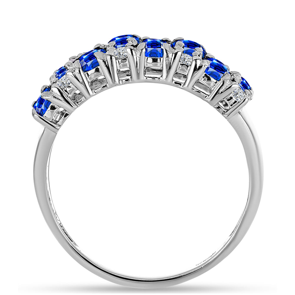 Silberring mit australischem blauem Saphir und weißem Topas 3 