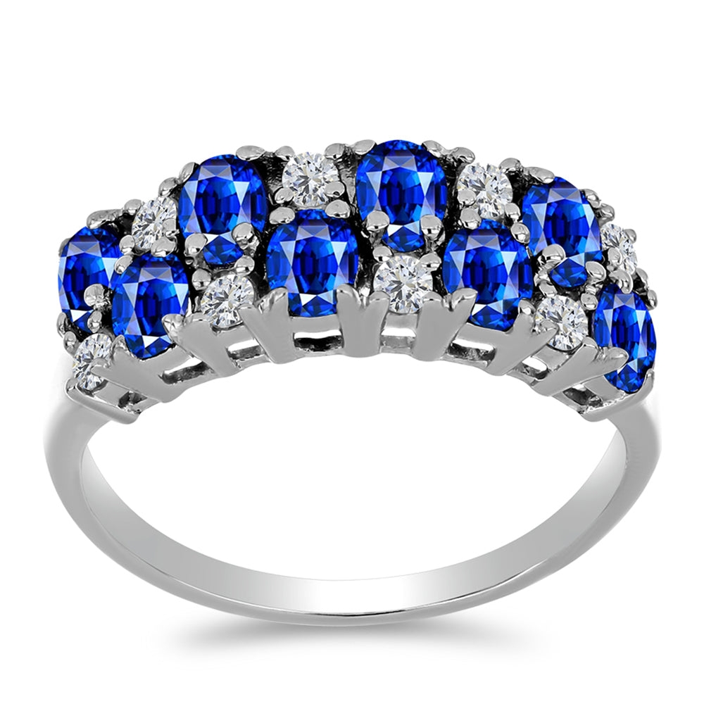 Silberring mit australischem blauem Saphir und weißem Topas 1 