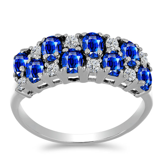 Silberring mit australischem blauem Saphir und weißem Topas