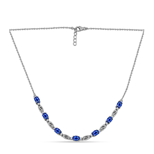 Silberhalskette mit australischem blauem Saphir und weißem Topas