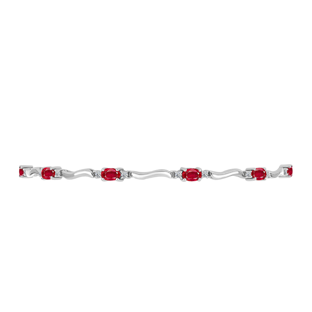 Silberarmband mit rotem Achat und weißem Topas 2 