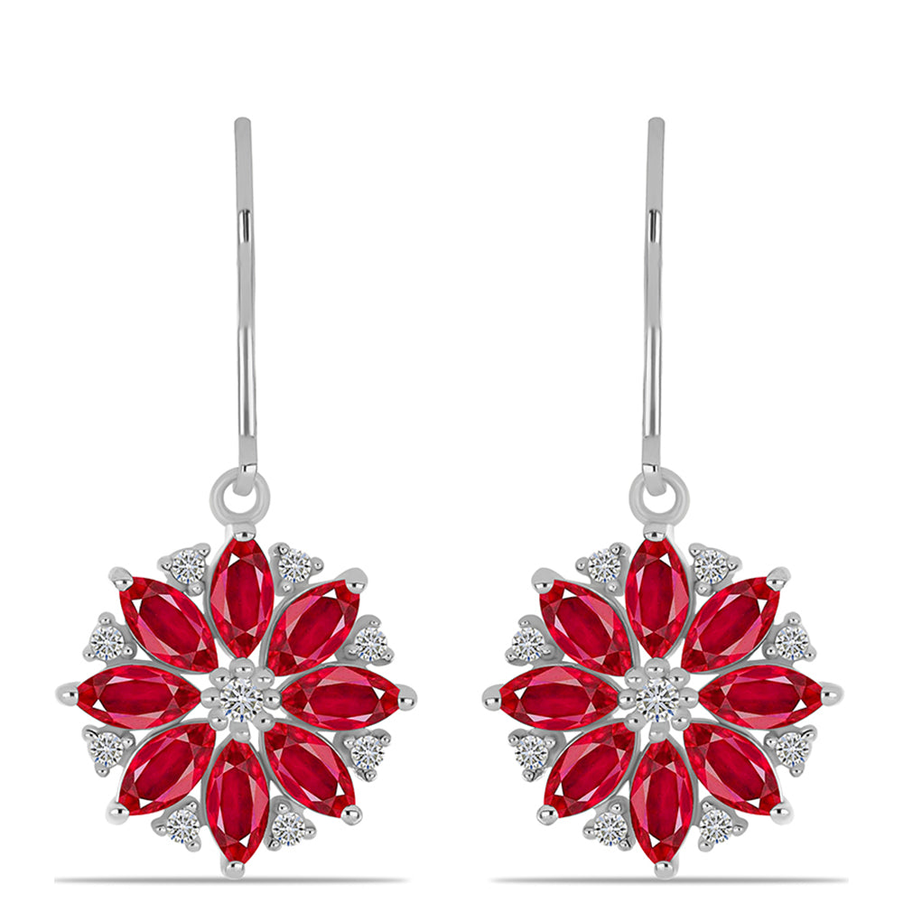 Silberohrringe mit rotem Achat und weißem Topas 1 