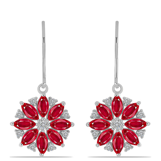 Silberohrringe mit rotem Achat und weißem Topas