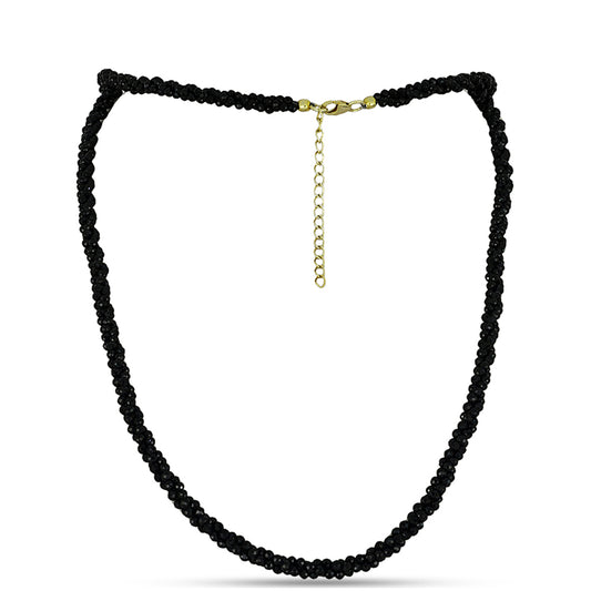 Goldplattierte Silberhalskette mit schwarzem Spinell