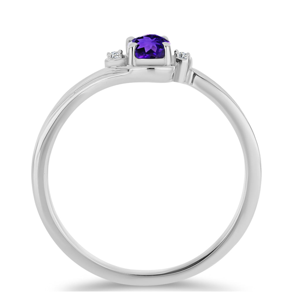 Silberring mit marokkanischem Amethyst und weißem Topas