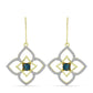 Goldplattierte Silberohrringe mit blauem Diamant und weißem Topas