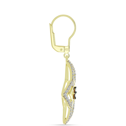 Goldplattierte Silberohrringe mit blauem Diamant und weißem Topas