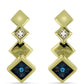 Goldplattierte Silberohrringe mit blauem Diamant und weißem Topas