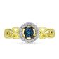 Goldplattierter Silberring mit blauem Diamant und weißem Topas