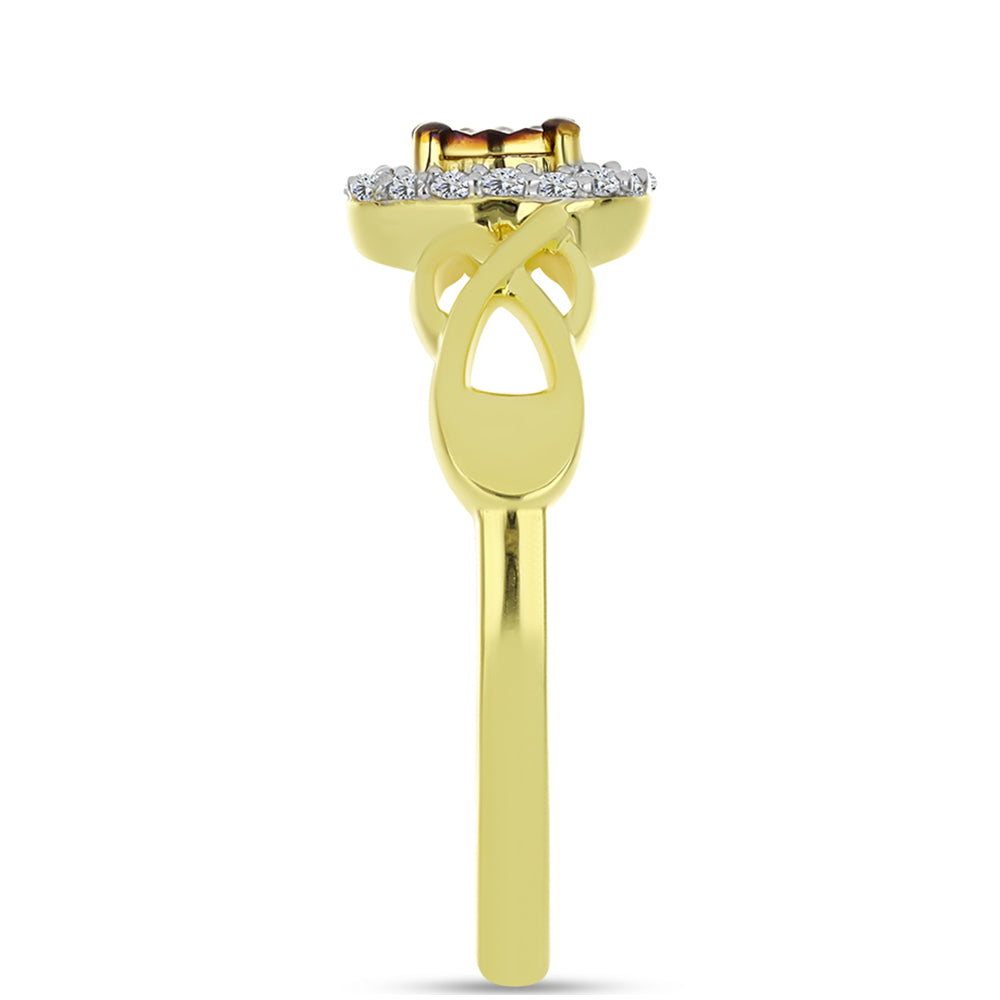 Goldplattierter Silberring mit blauem Diamant und weißem Topas 4 