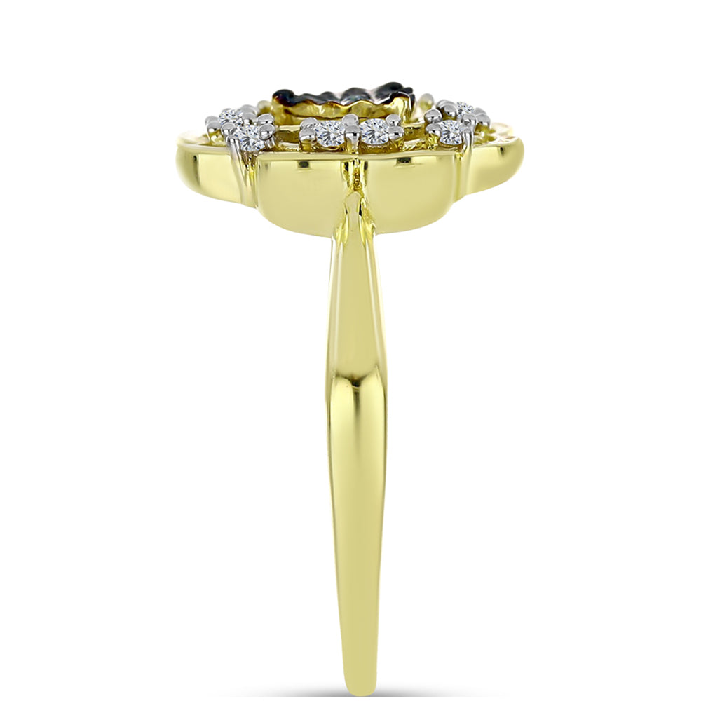 Goldplattierter Silberring mit blauem Diamant und weißem Topas 4 