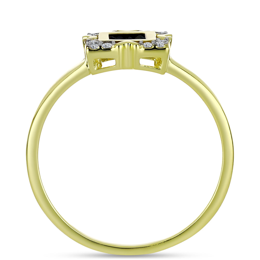 Goldplattierter Silberring mit blauem Diamant und weißem Topas 2 