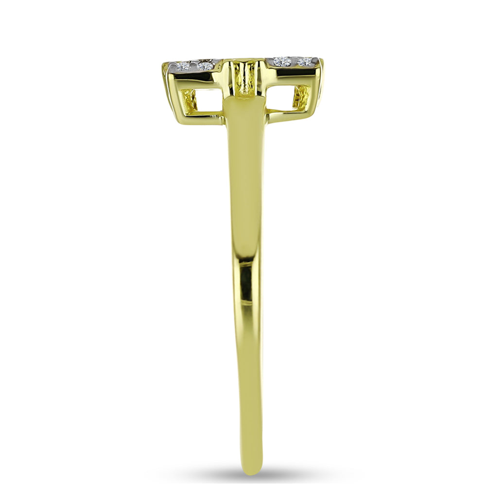 Goldplattierter Silberring mit blauem Diamant und weißem Topas 4 