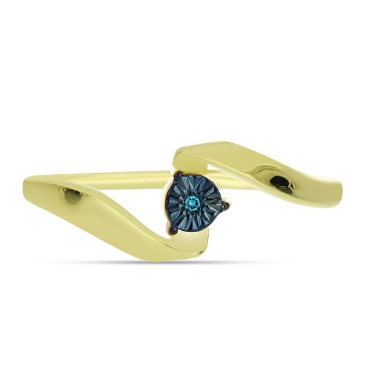 Goldplattierter Silberring mit blauem Diamant