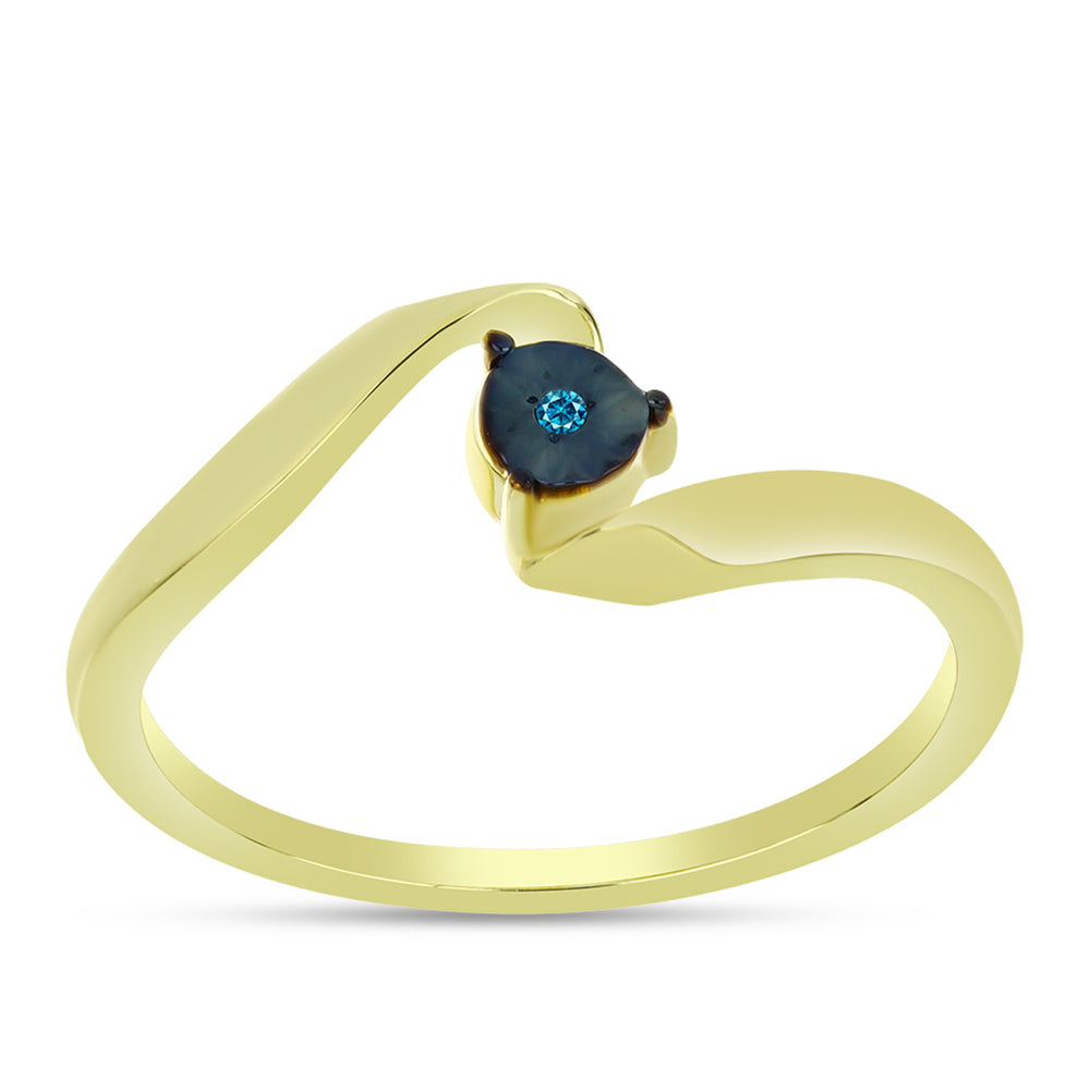 Goldplattierter Silberring mit blauem Diamant 3 