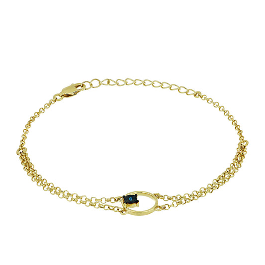 Goldplattiertes Silberarmband mit blauem Diamant