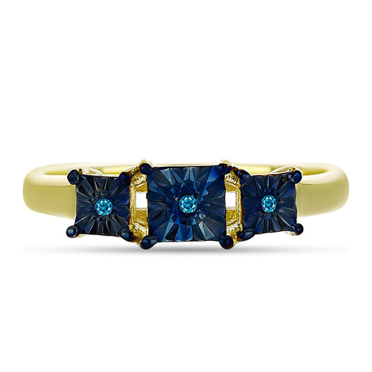Goldplattierter Silberring mit blauem Diamant