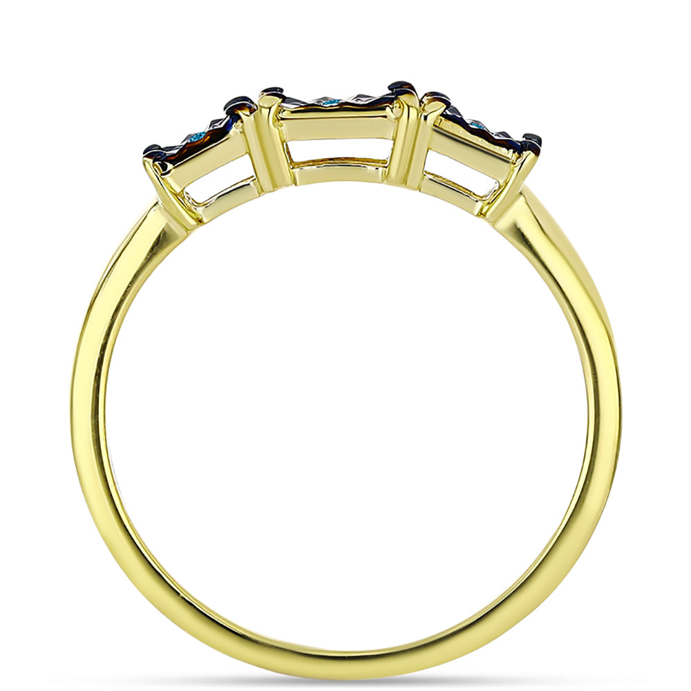 Goldplattierter Silberring mit blauem Diamant