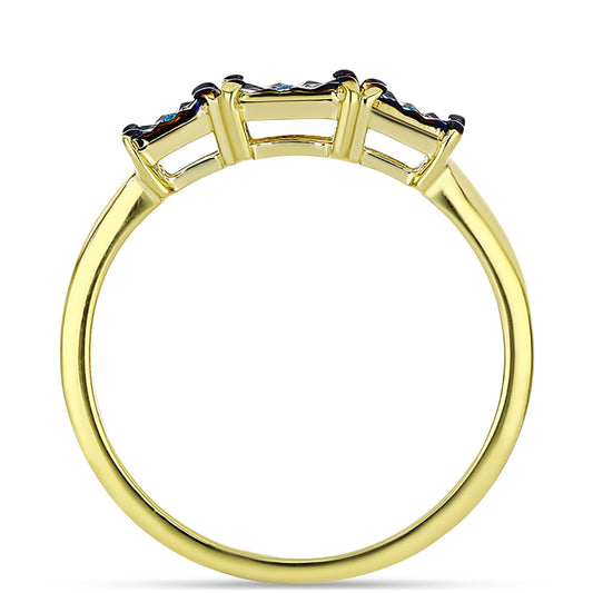 Goldplattierter Silberring mit blauem Diamant