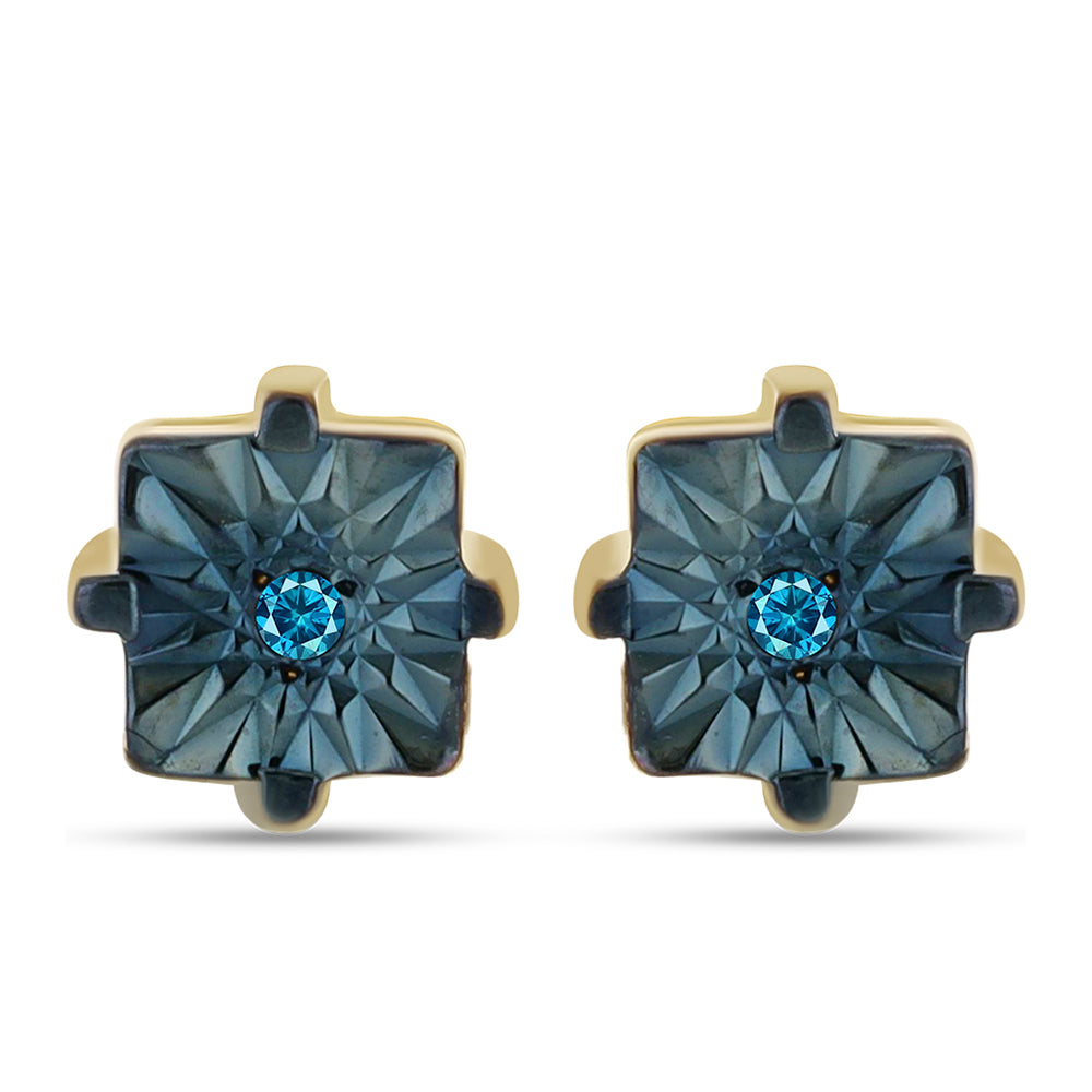 Goldplattierte Silberohrringe mit blauem Diamant 1 