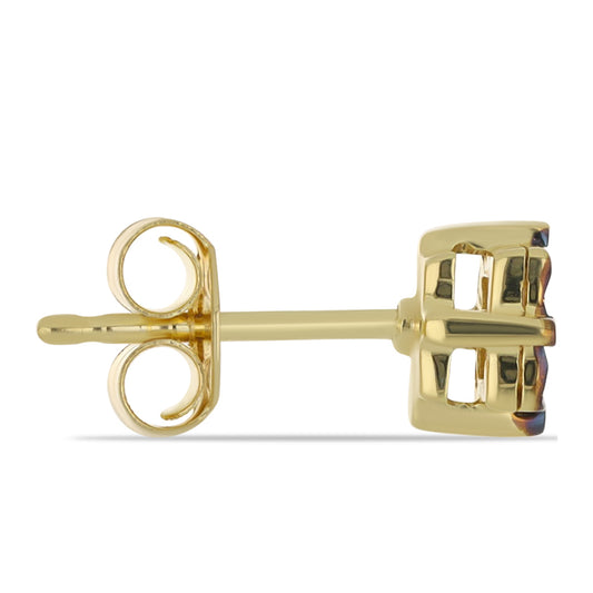 Goldplattierte Silberohrringe mit blauem Diamant