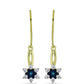 Goldplattierte Silberohrringe mit blauem Diamant und weißem Topas