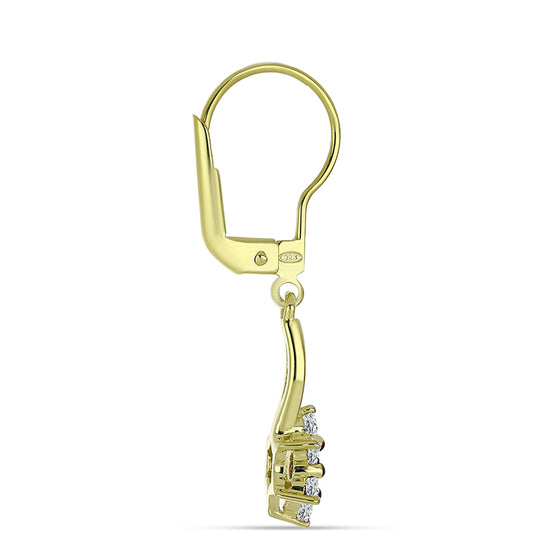 Goldplattierte Silberohrringe mit blauem Diamant und weißem Topas