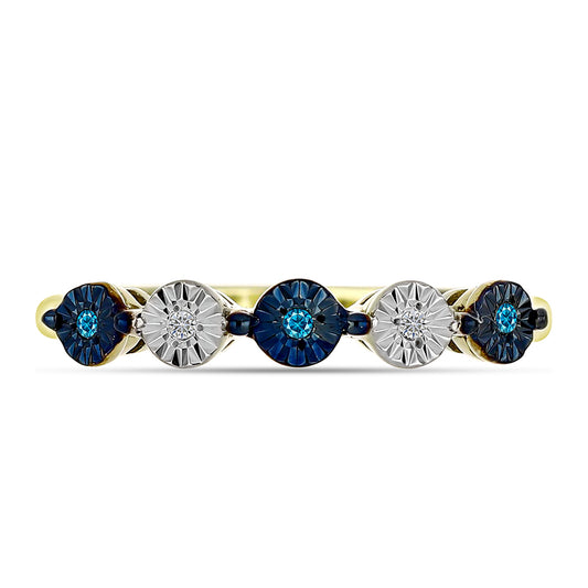Goldplattierter Silberring mit blauem Diamant und weißem Topas
