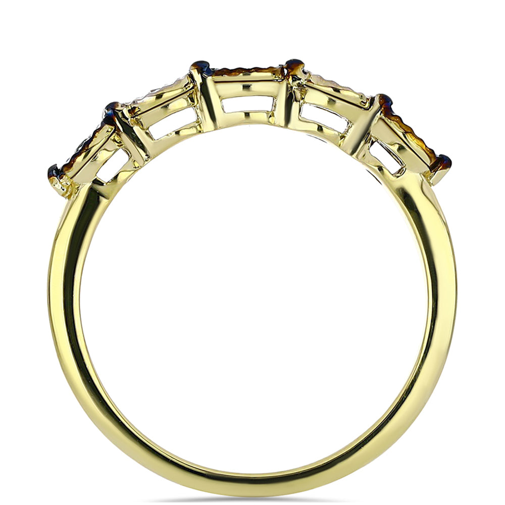 Goldplattierter Silberring mit blauem Diamant und weißem Topas 2 