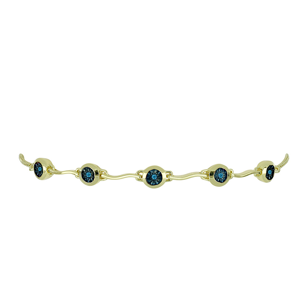 Goldplattiertes Silberarmband mit blauem Diamant 2 