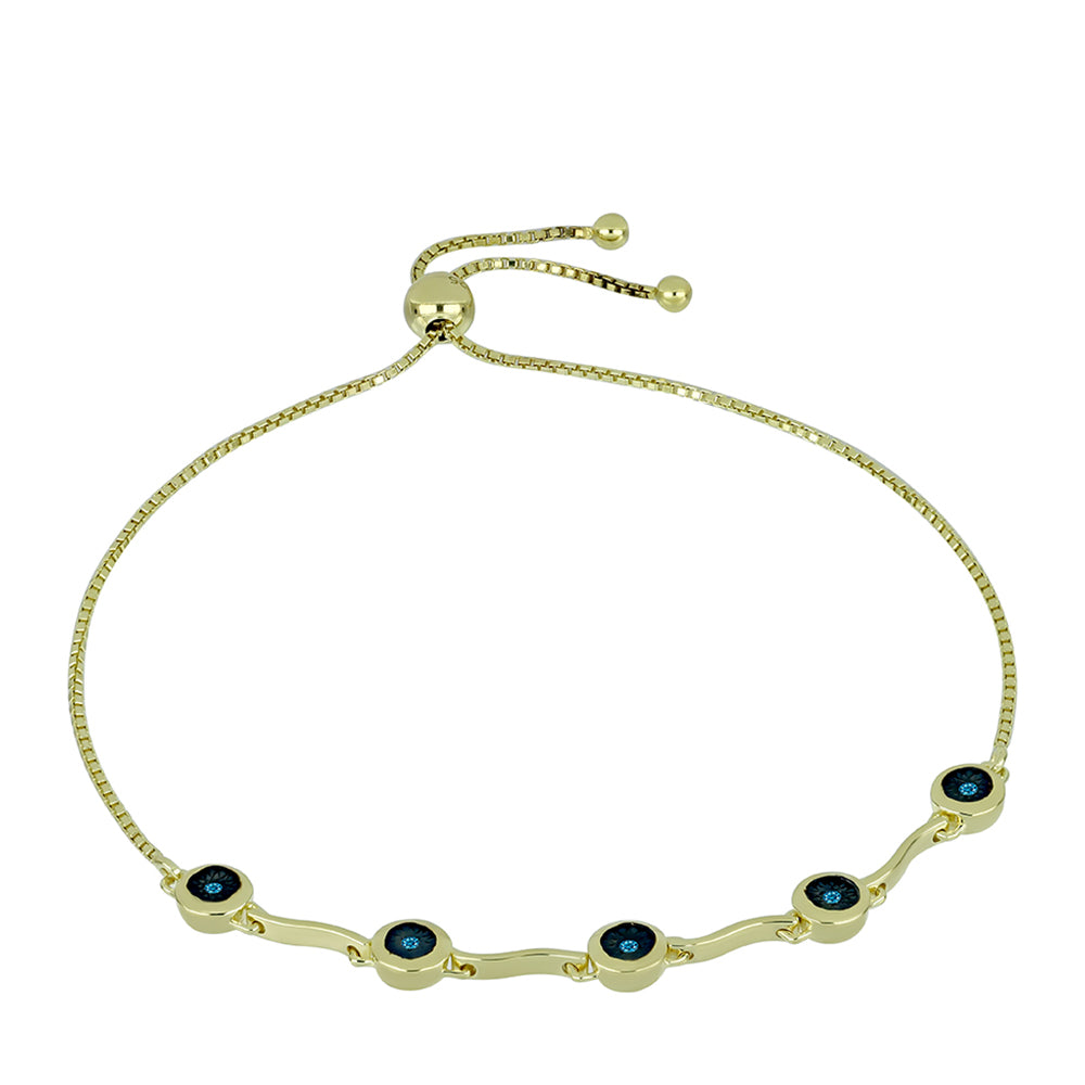 Goldplattiertes Silberarmband mit blauem Diamant 1 