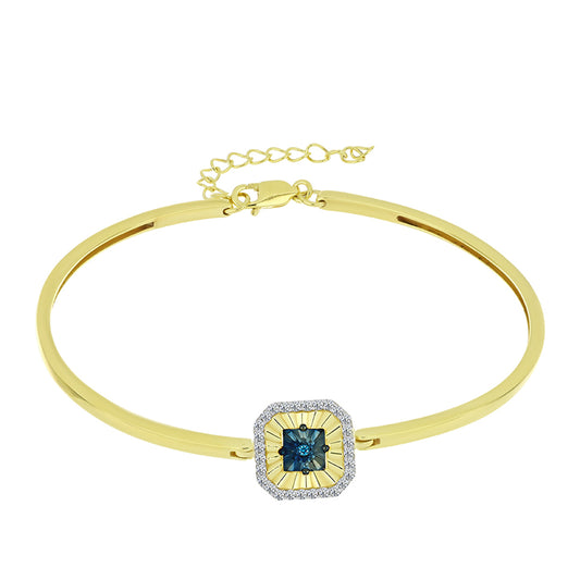 Goldplattierter Silberarmreif mit blauem Diamant und weißem Topas