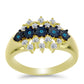 Goldplattierter Silberring mit blauem Diamant und weißem Topas