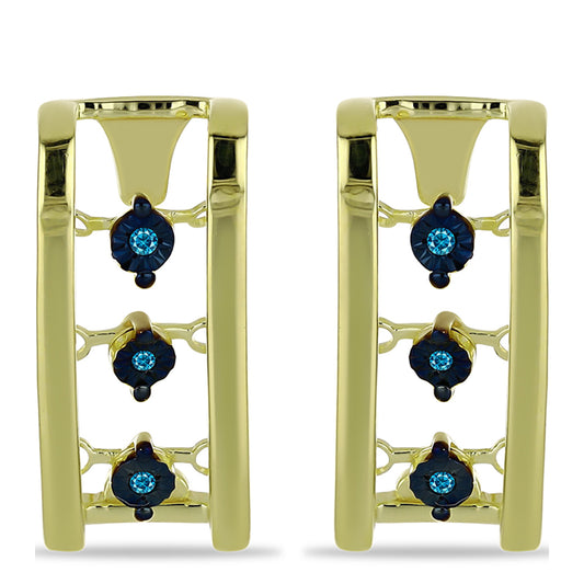 Goldplattierte Silberohrringe mit blauem Diamant