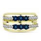 Goldplattierter Silberring mit blauem Diamant und weißem Topas