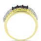 Goldplattierter Silberring mit blauem Diamant und weißem Topas