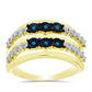 Goldplattierter Silberring mit blauem Diamant und weißem Topas