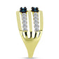 Goldplattierter Silberring mit blauem Diamant und weißem Topas