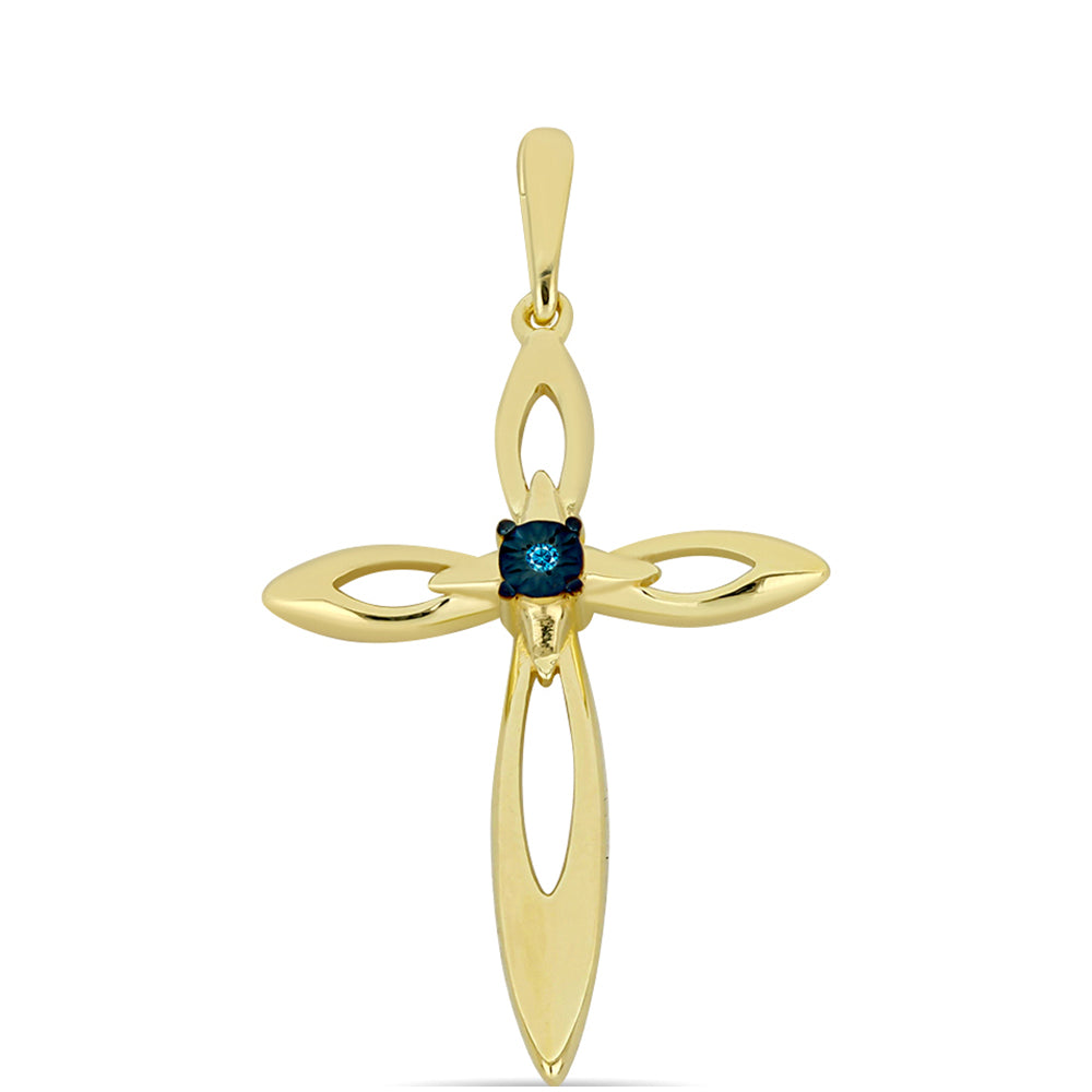 Goldplattierter Silberanhänger mit blauem Diamant 1 