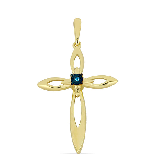Goldplattierter Silberanhänger mit blauem Diamant