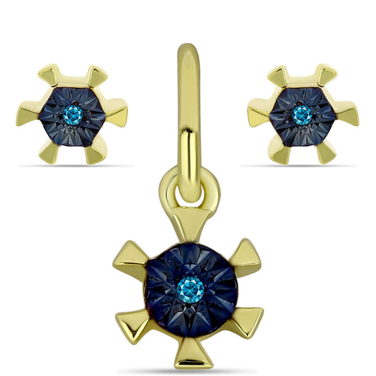 schmuckgarnitur aus Goldplattierte Silber mit blauem Diamant