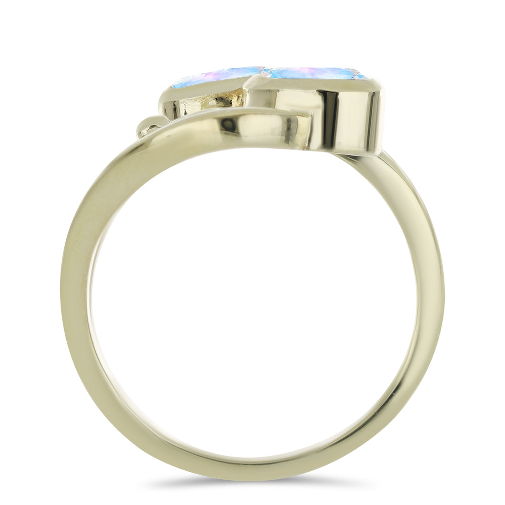 Goldplattierter Silberring mit Regenbogenmondstein