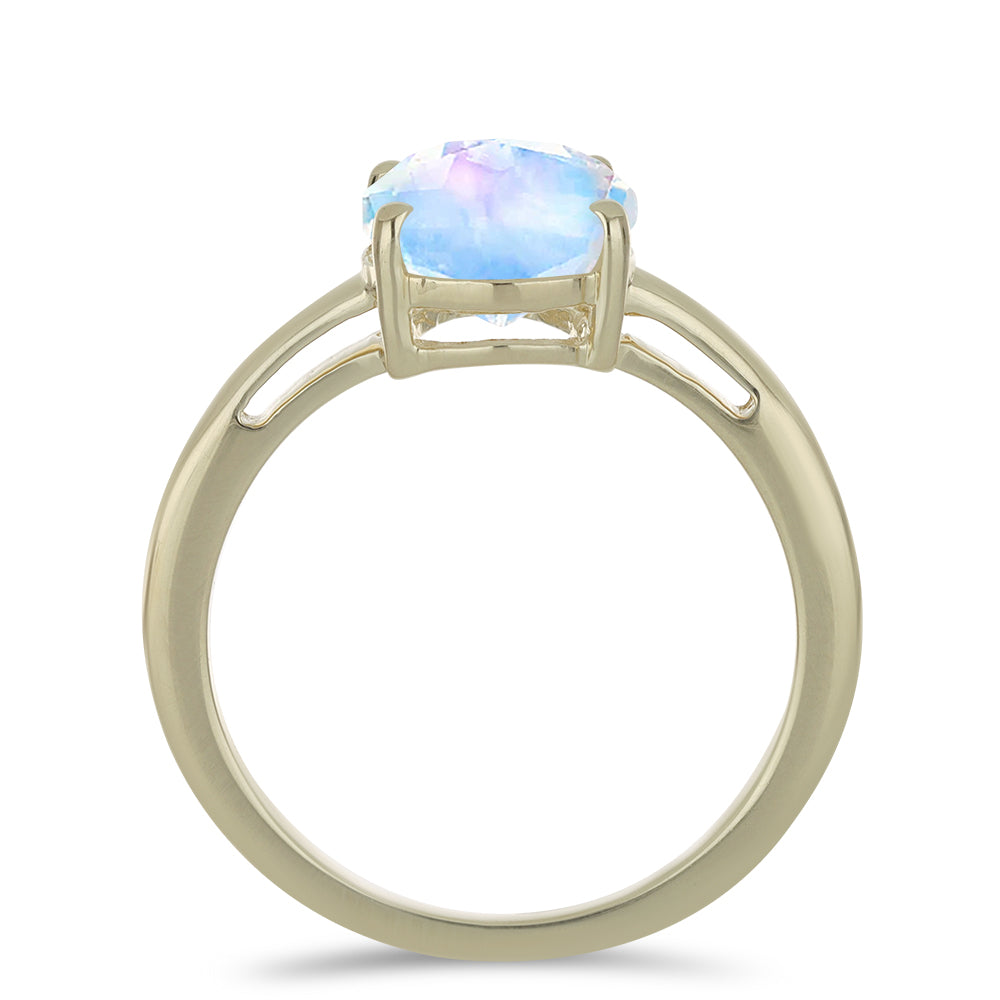 Goldplattierter Silberring mit Regenbogenmondstein 2 