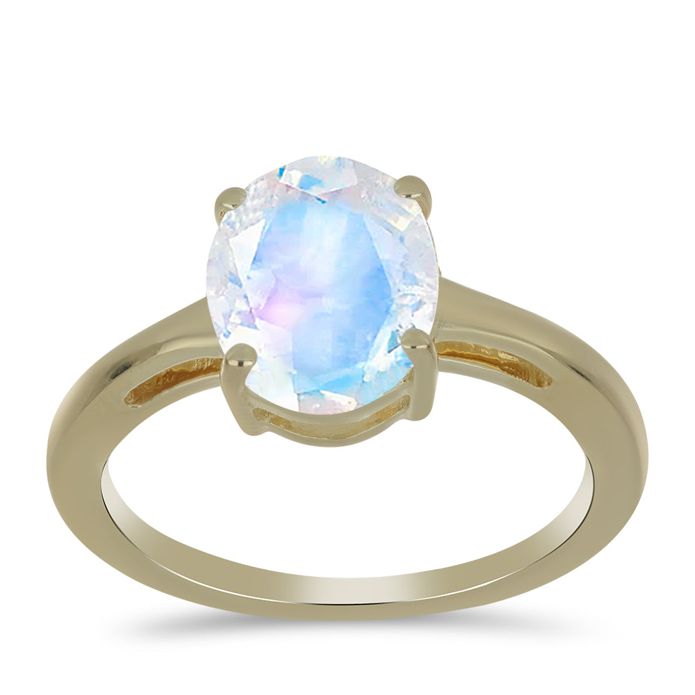 Goldplattierter Silberring mit Regenbogenmondstein 3 