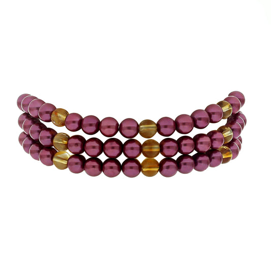 Goldplattiertes Silberarmband mit lilafarbener Süßwasserperle und Zitrin aus dem Ural