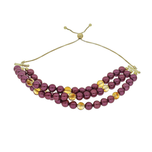 Goldplattiertes Silberarmband mit lilafarbener Süßwasserperle und Zitrin aus dem Ural