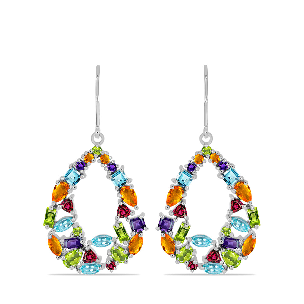 Silberohrringe mit marokkanischem Amethyst und Peridot aus Changbai