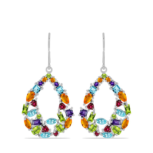 Silberohrringe mit marokkanischem Amethyst und Peridot aus Changbai