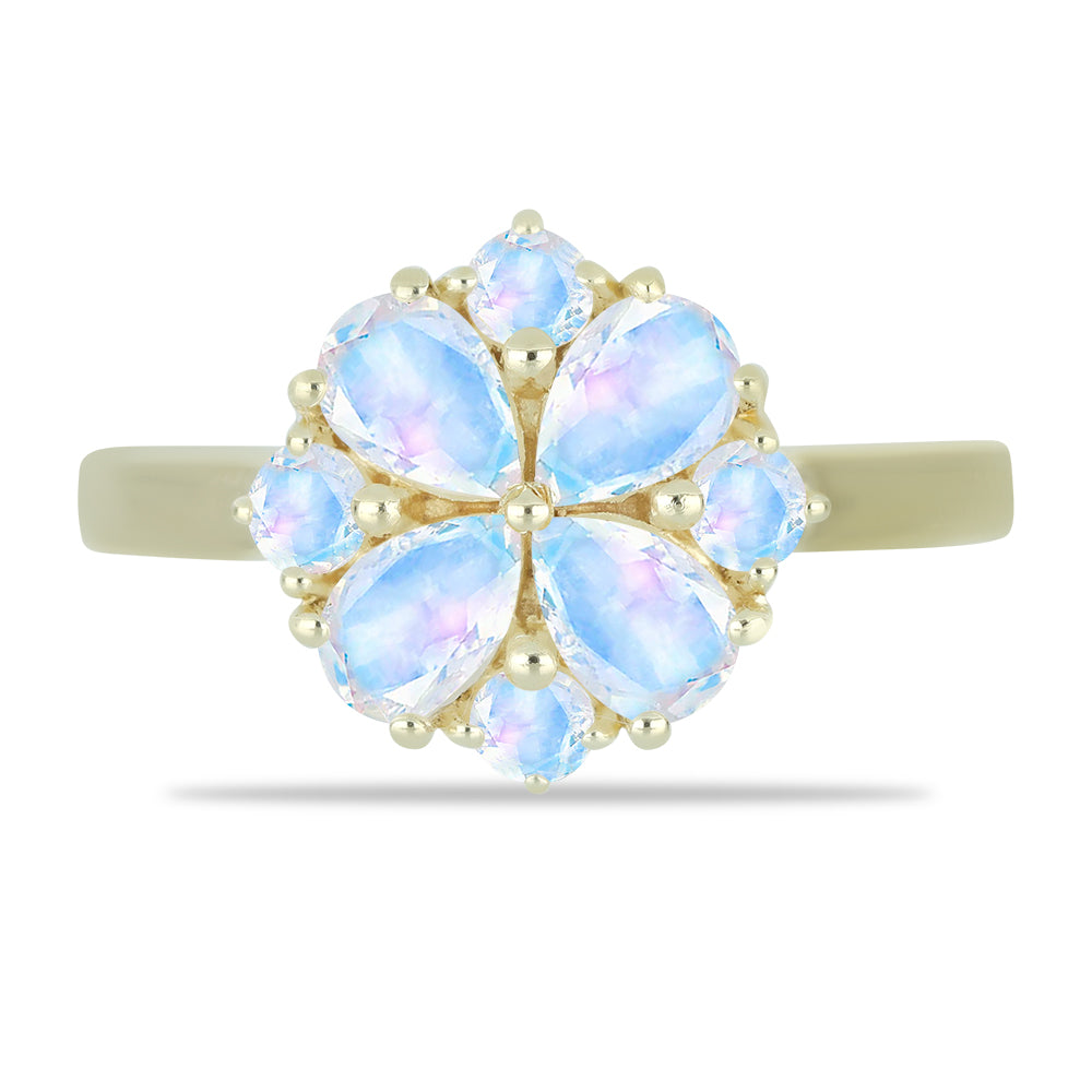 Goldplattierter Silberring mit Regenbogenmondstein