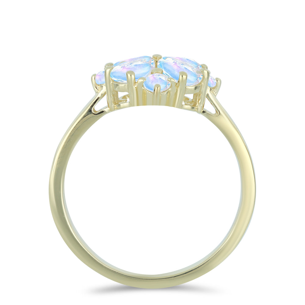 Goldplattierter Silberring mit Regenbogenmondstein